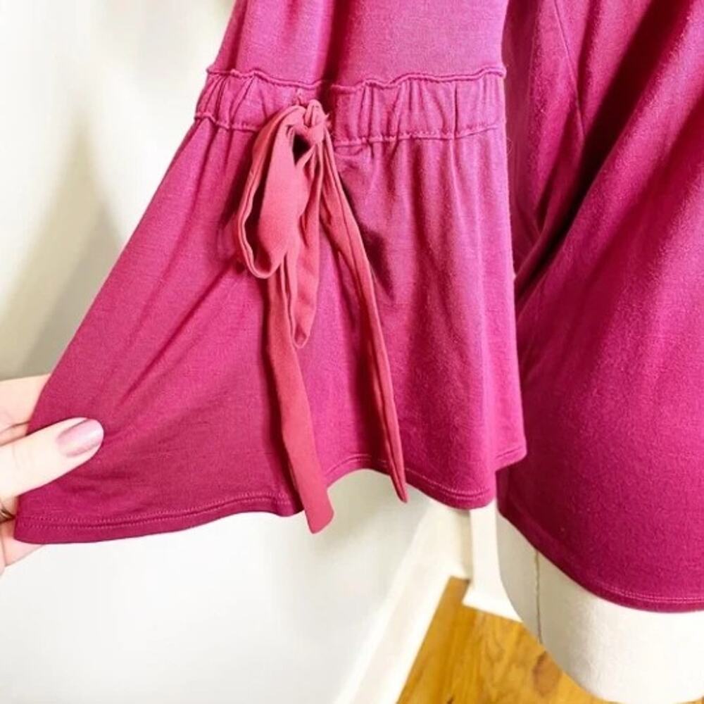 WHBM pink berry bell tie-sleeve blouse size S - Picture 4 of 6